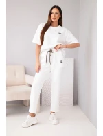 Dámský komplet viskózový, máslo, s krátkým rukávem a kalhotami s ohrnutou nohavicí ecru