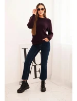 Dámský svetr z baby alpaky s dlouhým rukávem švestkový