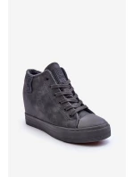 Dámské Kožené Tenisky Na Koturnu Big Star MM274005 Šedé