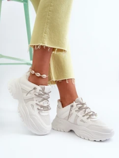 Dámské tenisky na masivní podrážce s ozdobným šněrováním Bílé Relissa