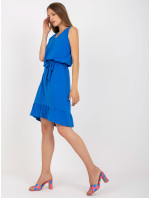 Tmavě modré basic šaty s volánem RUE PARIS