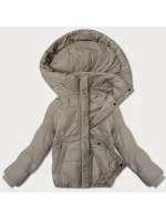 Krátká béžová dámská bunda s kapucí J Style (16M9237-62)