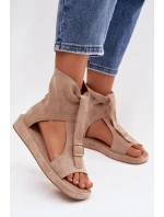 Dámské sandály s vysokým svrškem tmavě béžové Coralya