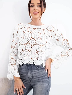 Dámský letní krajkový svetr s knoflíky a dlouhým rukávem černý