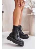 Zateplené botky workerky z eko kůže na zip černé Naleli