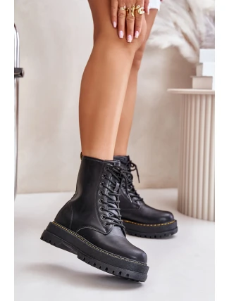 Zateplené botky workerky z eko kůže na zip černé Naleli