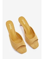 Dámské pantofle na tenkém podpatku Žluté Revina