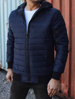 Pánská přechodná prošívaná bunda s kapucí tmavě modrá FashionStreet TX4936