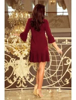 Pohodlné dámské plisované šaty v bordó barvě model 7606643