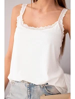 Dámská halenka na ramínkách s krajkovým zakončením bílá Dámská halenka na ramínkách s krajkovým zakončením bílá