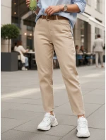 Dámské džíny s páskem mom fit light beige FashionStreet UY2879