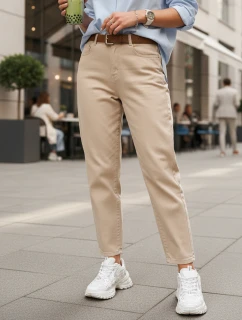 Dámské džíny s páskem mom fit light beige FashionStreet UY2879