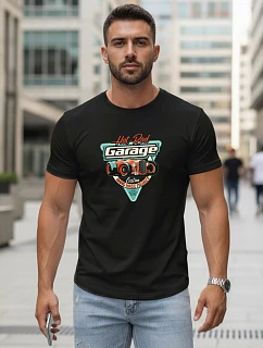 Pánské bavlněné tričko s potiskem HOT ROD GARAGE černé FashionStreet NX5093R