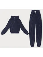 Tmavě modrý dámský teplákový komplet typu "wafel" (AMG-339A) Tmavě modrý dámský teplákový komplet typu "wafel" (AMG-339A)