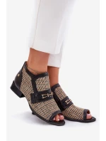 Kožené Dámské Boty S Odkrytými Prsty Maciejka Černobéžové 06934-39/00-1