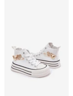 Dětské Vysoké Tenisky Se Zlatou Dekorací Bílé Elvena