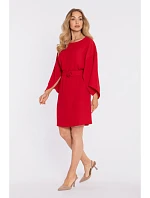 M908 Šaty s ozdobnými širokými rukávy - červené