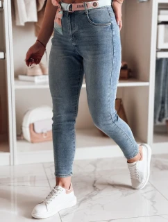 Dámské džínové kalhoty slim fit s páskem TRENDLINE modré FashionStreet UY2478