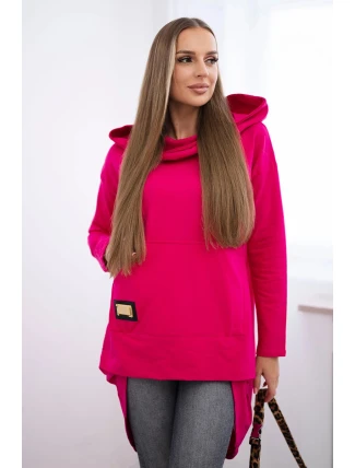 Mikina s dlouhými zády a kapucí fuchsiová