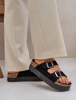 Dámské sandály na masivní platformě se sponami černé Aramia