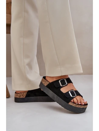 Dámské sandály na masivní platformě se sponami černé Aramia