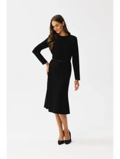S347 Šaty s předními sklady - černé