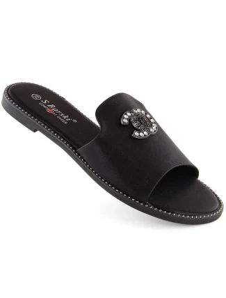 Pohodlné žabky se zirkony S.Barski W OLI258A černá Pohodlné žabky se zirkony S.Barski W OLI258A černá