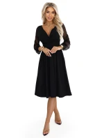 Elegantní midi šaty 657-1 černé - Numoco
