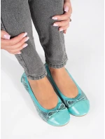 Trendy dámské  baleríny modré bez podpatku