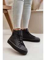 Dámské Zateplené Tenisky Z Eko Kůže Big Star OO274790 Černé