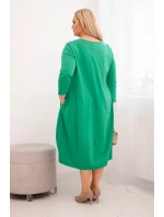 Dámská bavlněná sukně Plus Size s ohrnovacími rukávy a kapsami zelená