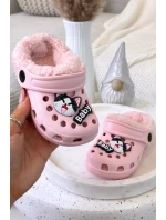 Pěnové Dětské Přezůvky Vyhřívané S Kožešinou S Připínáky Růžové Cerelle