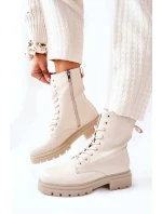 Kotníkové Ploché Workery Boty Béžové Rozelle