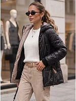 Dámská prošívaná přechodová bunda s kapucí, černá, FashionStreet TY5786