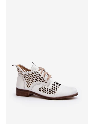 Kožené vyšívané boty Zazoo 2704 Bílé