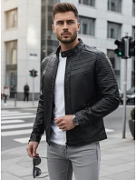 Pánská kožená bunda TX4243 černá - FashionStreet