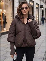 Dámská zimní prošívaná bunda s kapucí, hnědá, FashionStreet TY5896 Dámská zimní prošívaná bunda s kapucí, hnědá, FashionStreet TY5896