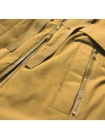 Žlutá dámská zimní bunda z různých spojených materiálů (7708)