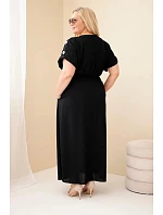 Dámské šaty Plus Size s řaseným pasem černá Dámské šaty Plus Size s řaseným pasem černá