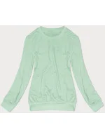 Tenká dámská tepláková mikina v pistáciové barvě se stahovacími lemy (68W05-39)