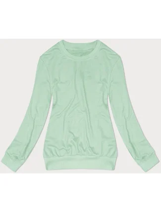 Tenká dámská tepláková mikina v pistáciové barvě se stahovacími lemy (68W05-39)