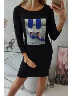 3D grafické šaty se zirkony černé