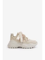 Dámské Kožené Tenisky Béžové CheBello 4583 Dámské Kožené Tenisky Béžové CheBello 4583