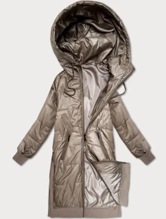 Béžová jednoduchá plus size bunda s ozdobným prošíváním S'West (B8395-12)