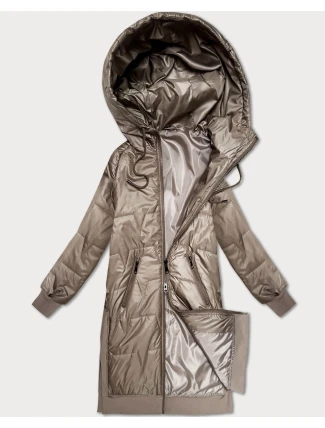 Béžová jednoduchá plus size bunda s ozdobným prošíváním S'West (B8395-12) Béžová jednoduchá plus size bunda s ozdobným prošíváním S'West (B8395-12)