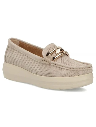 Béžové kožené mokasíny na platformách Filippo DP7652