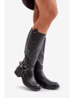 Zazoo 70141 Kožené Dámské Kolenovky Černé