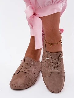 Prodyšné semišové polobotky tmavě béžové Flaria