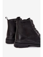 Pánské kožené kotníkové boty Lee Cooper – černé