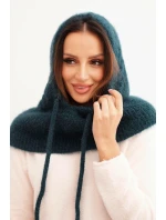 Dámská čepice s kapucí, šněrováním a copánkovým vzorem mořská